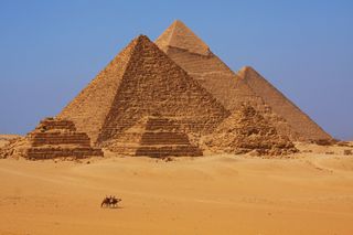 Ancient Egyptians built the Pyramids at Giza between 2589 B.C. and 2504 B.C.