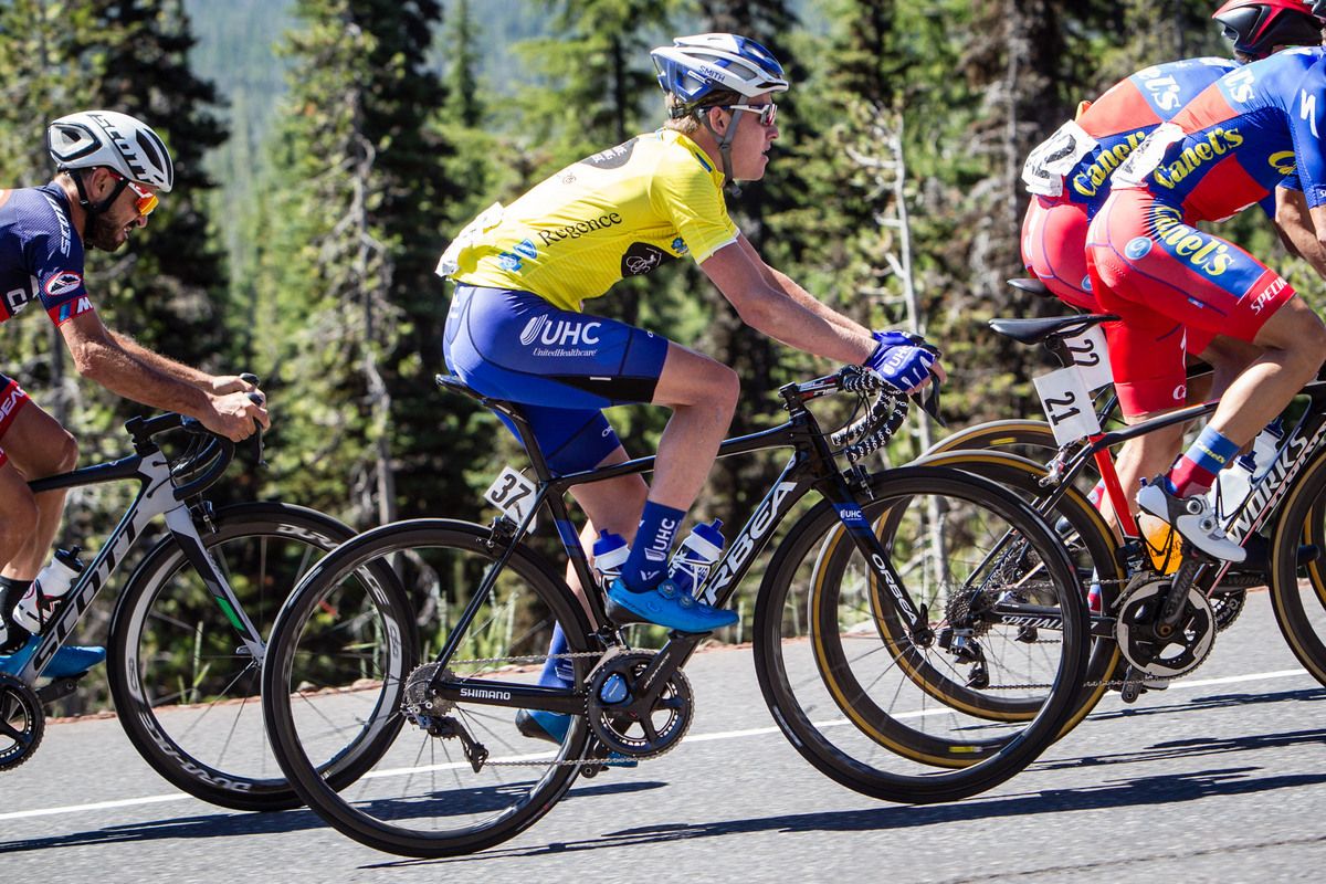 Gavin Mannion (UnitedHealthcare) in the front group on the first climb