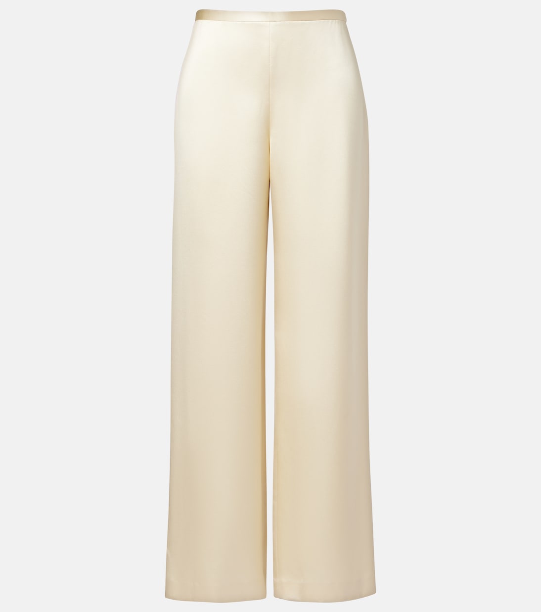 Silk Satin Straight Pants in White - the Row