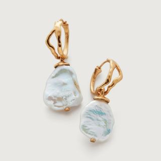 Gold Vermeil Amy Powney Keshi Pearl Large Hoop Earrings - Pearl