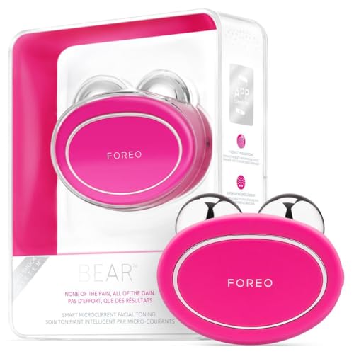 Foreo Bear Smart Microcurrent Face Device - Jaw Excerciser - Immediately Visible Non-Invasive Face Lift - Antiaging - Safe 
Painless - Fuchsia