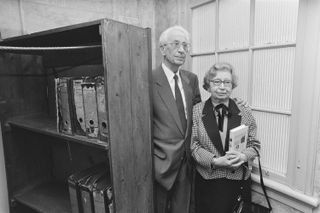 Miep and Jan Gies at Anne Frank House in 1987