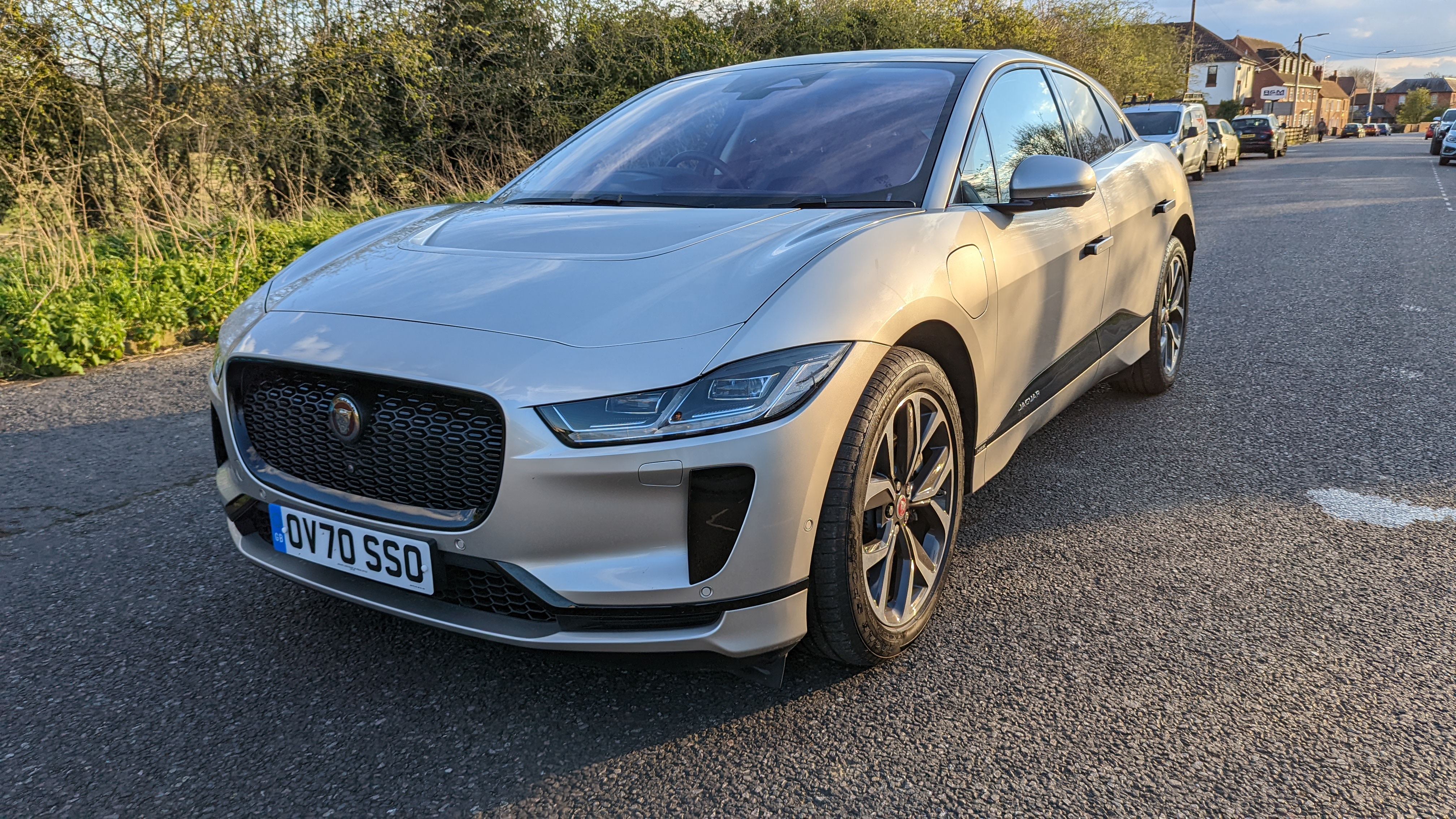 jaguar i-pace on country street