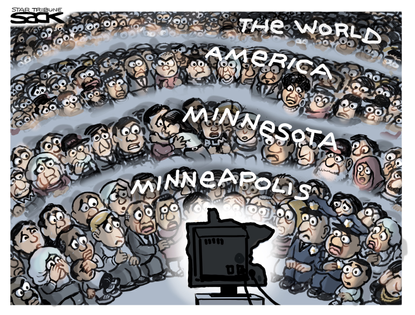 Political Cartoon U.S. derek chauvin trial tv
