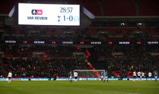 The screens at Wembley will show replays of VAR but only if a decision is overturned