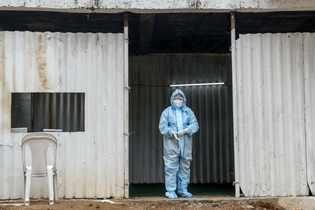 Healthcare worker in India during coronavirus pandemic.