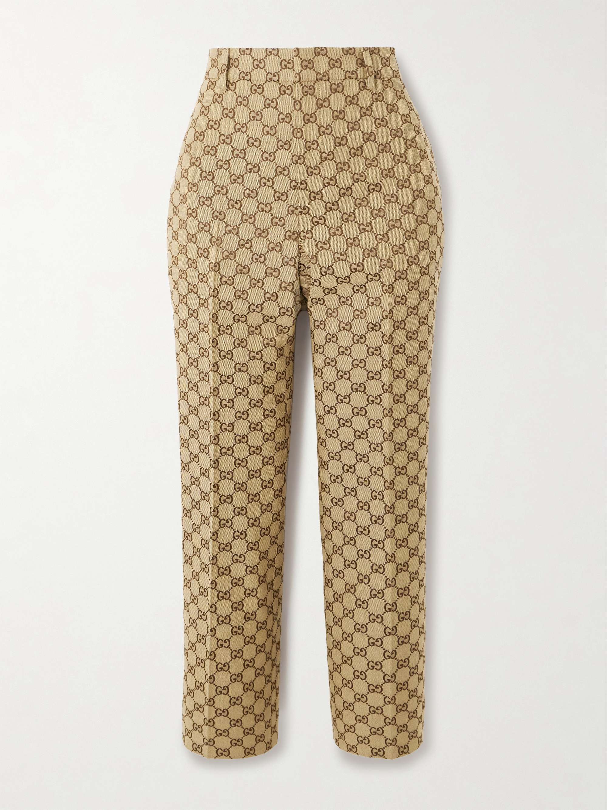 Cropped Cotton-Blend Canvas-Jacquard Straight-Leg Pants