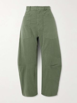 Shon Cotton-Blend Twill Barrel-Leg Pants