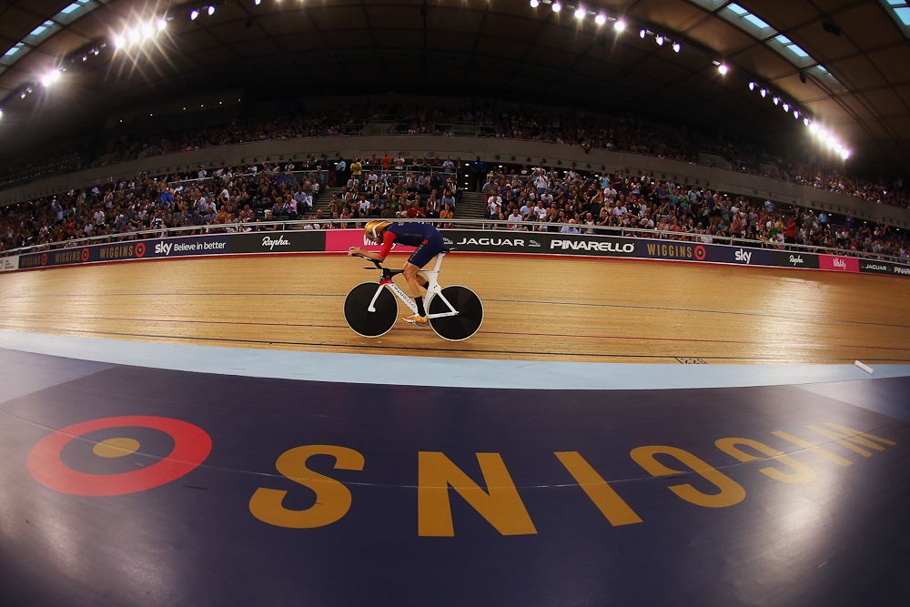 Bradley Wiggins on his way to riding 54.256 km during his Hour Record attempt.