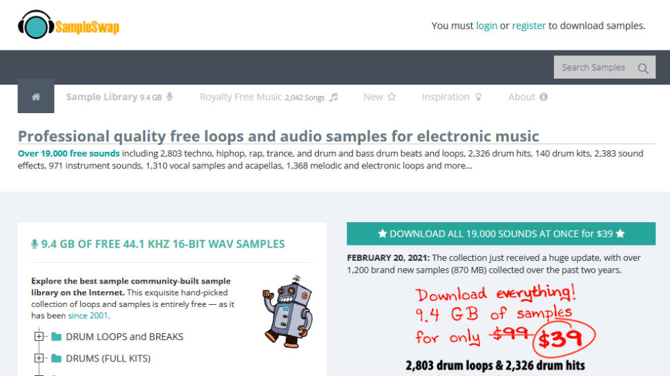 SampleSwap website screenshot