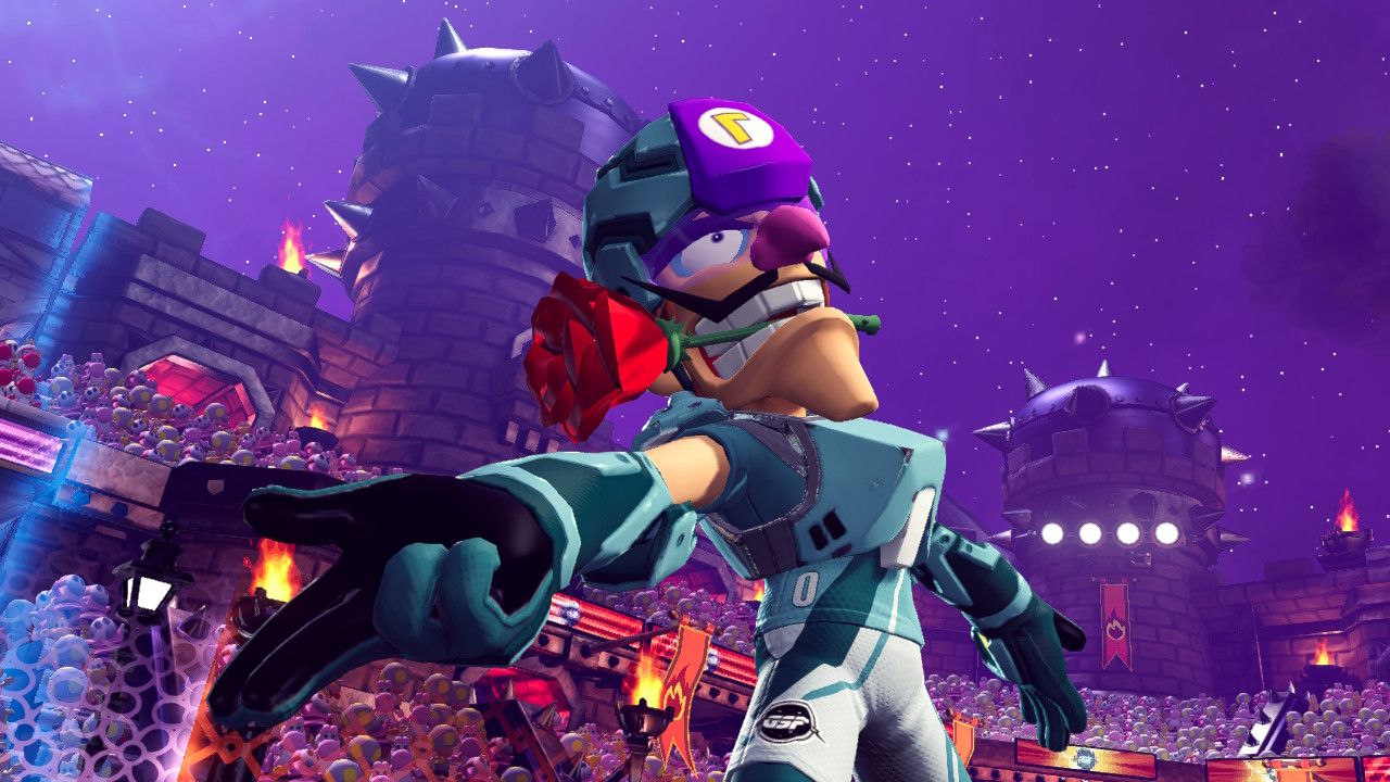 Waluigi celebration in Mario Strikers: Battle League