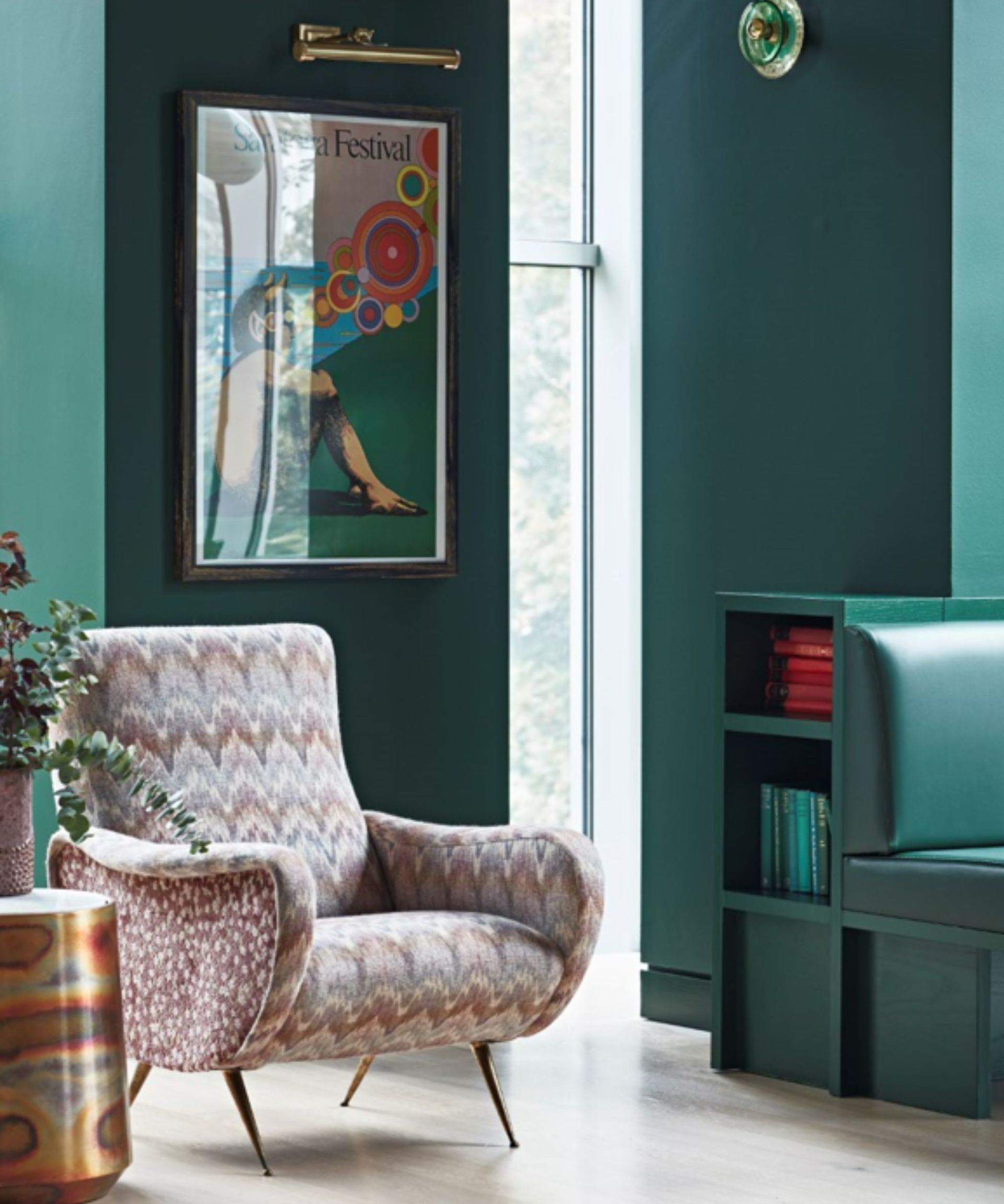 Living room featuring vintage 1970s furniture