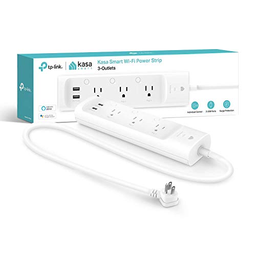 Kasa Smart Plug Power Strip Kp303, Surge Protector With 3 Individually Controlled Smart Outlets and 2 Usb Ports, Works With Alexa &amp;amp; Google Home, No Hub Required , White
