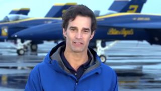 Rob Marciano in Lake Charles in front of Blue Angels planes
