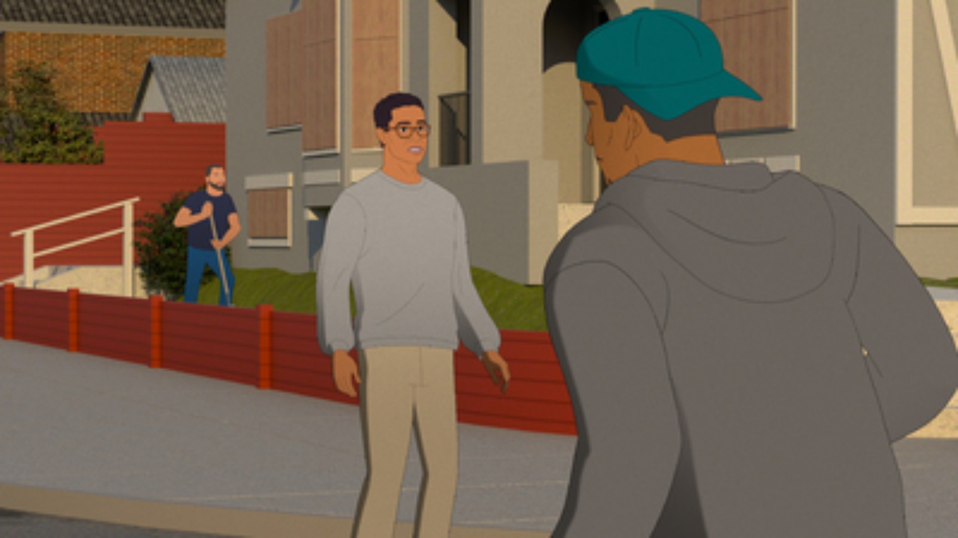 Production still from Worst Neighbor Ever