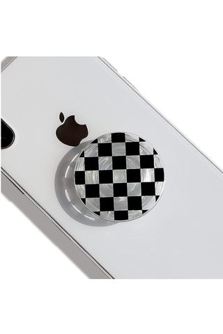 GRIPONG Transparent Checkerboard Collapsible Mobile Phone Grip Stand Holder