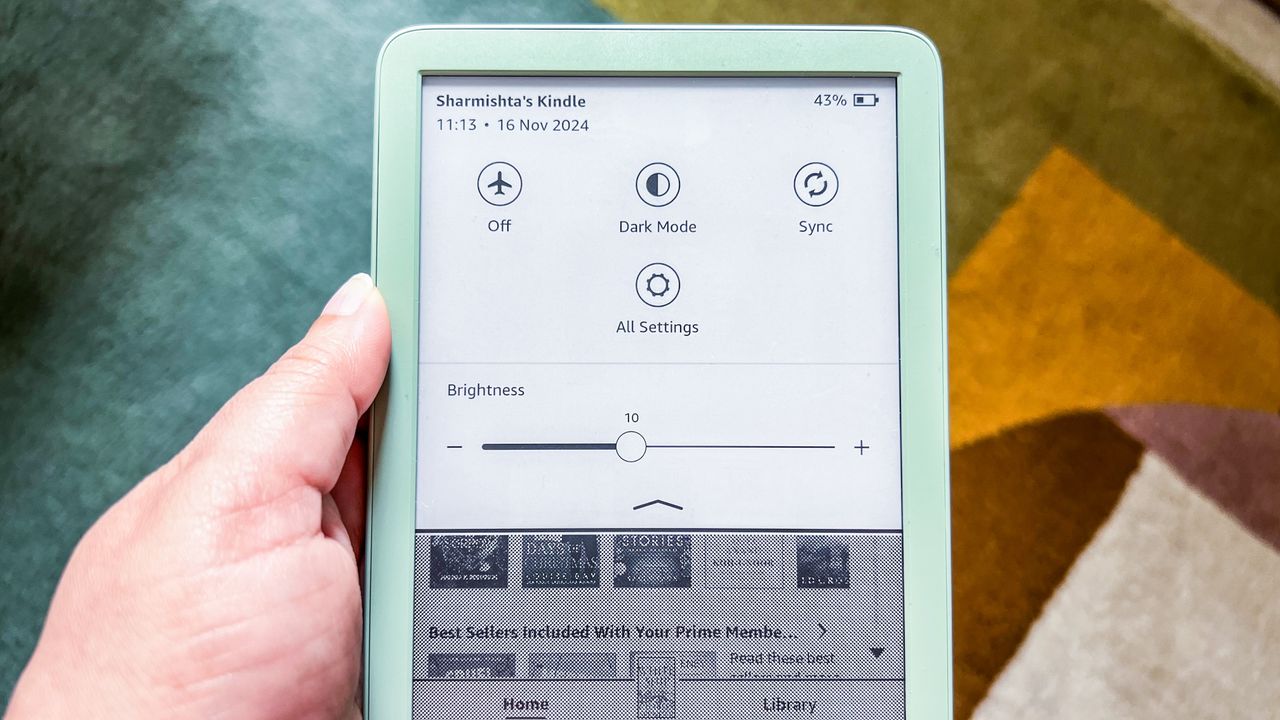 Amazon Kindle 2024 settings pane in light mode