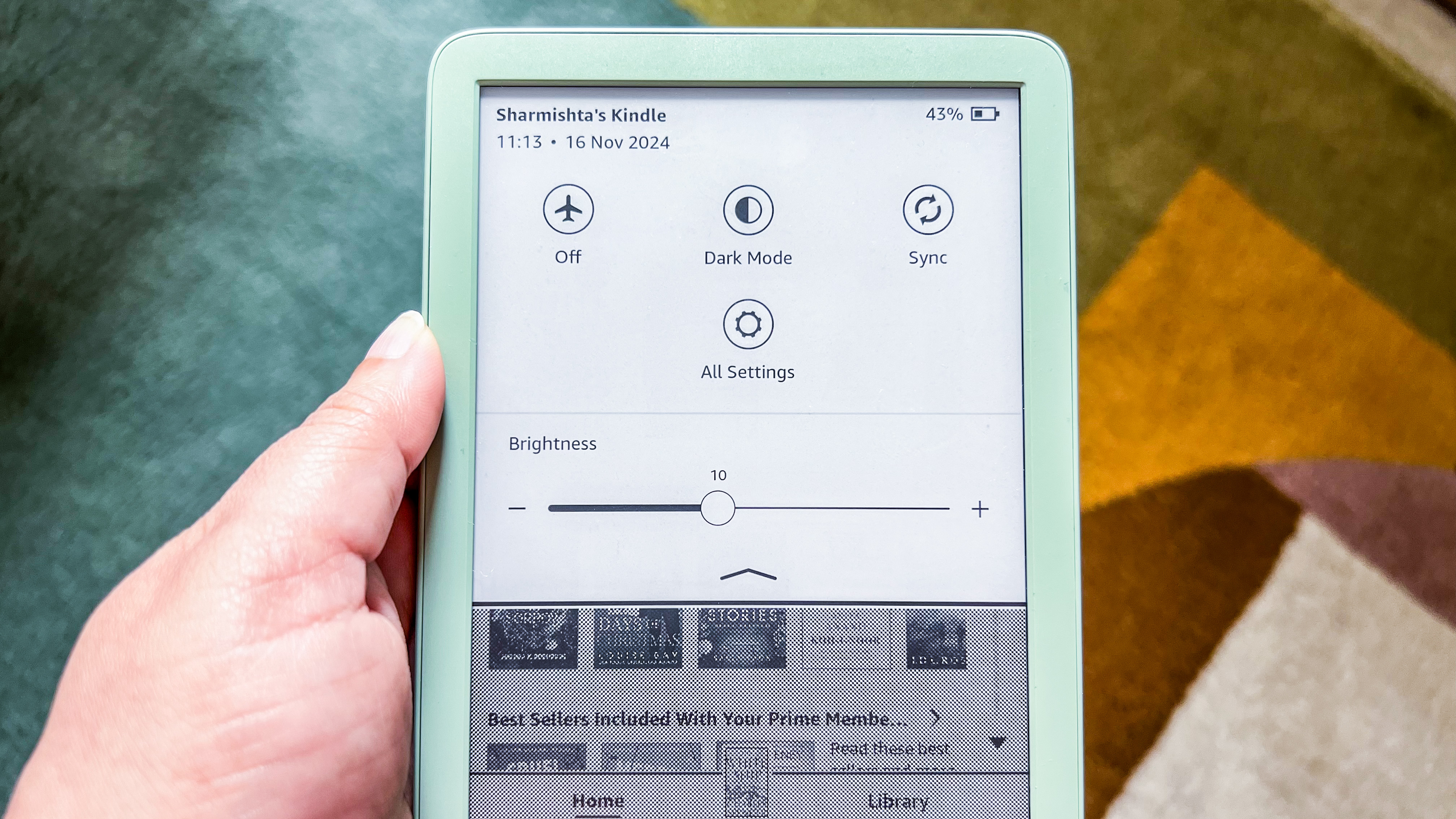 Amazon Kindle 2024 settings pane in light mode