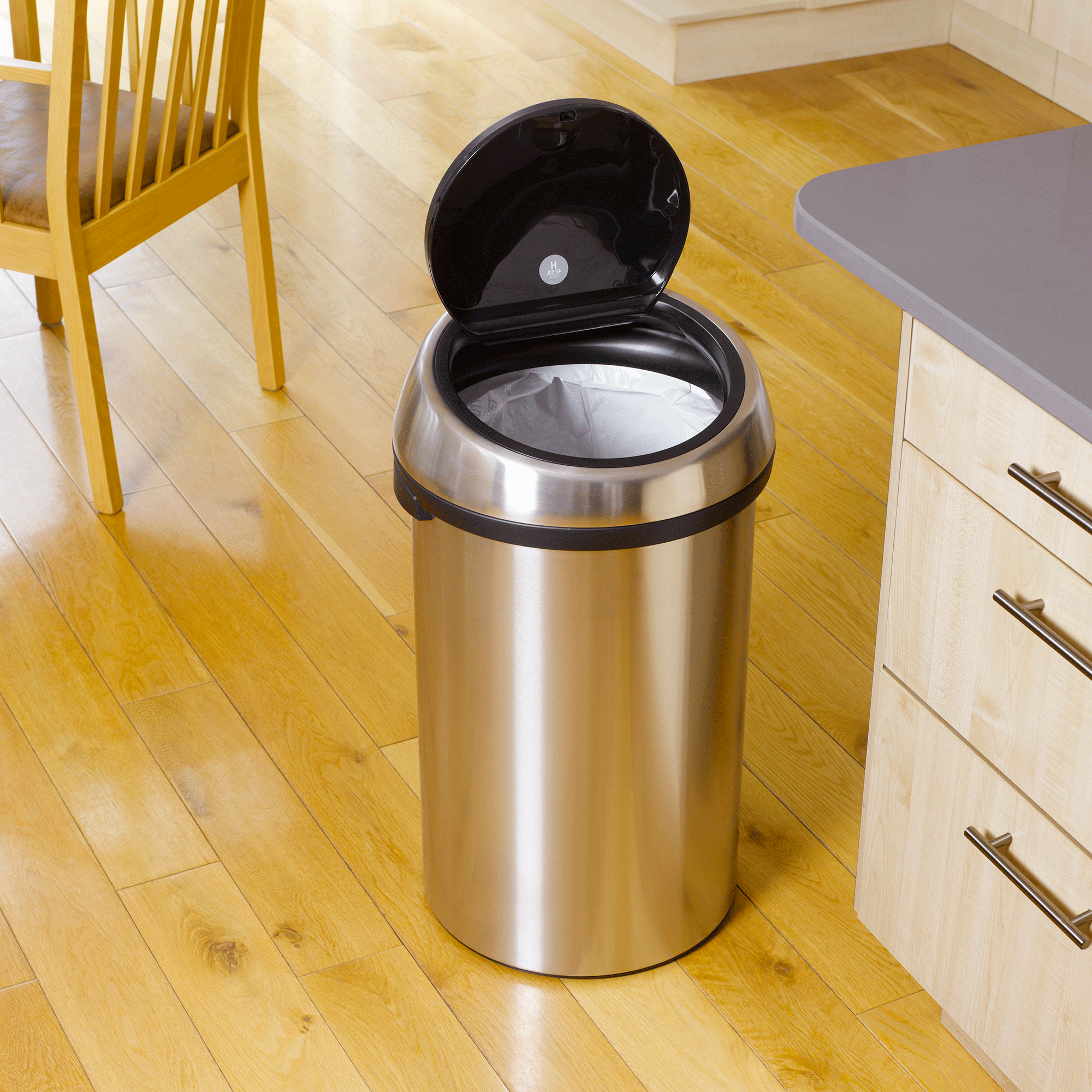 Silver kitchen bin