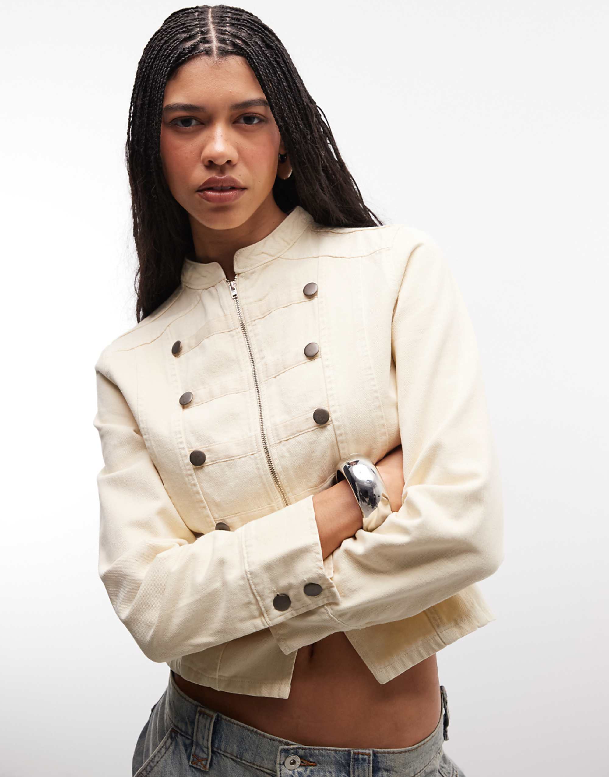 Reclaimed Vintage Drummer Boy Jacket in Khaki Twill