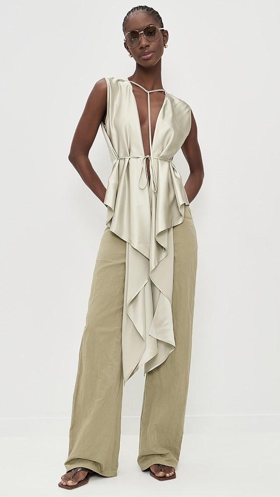 Helmut Lang Silk Scarf Draped Top