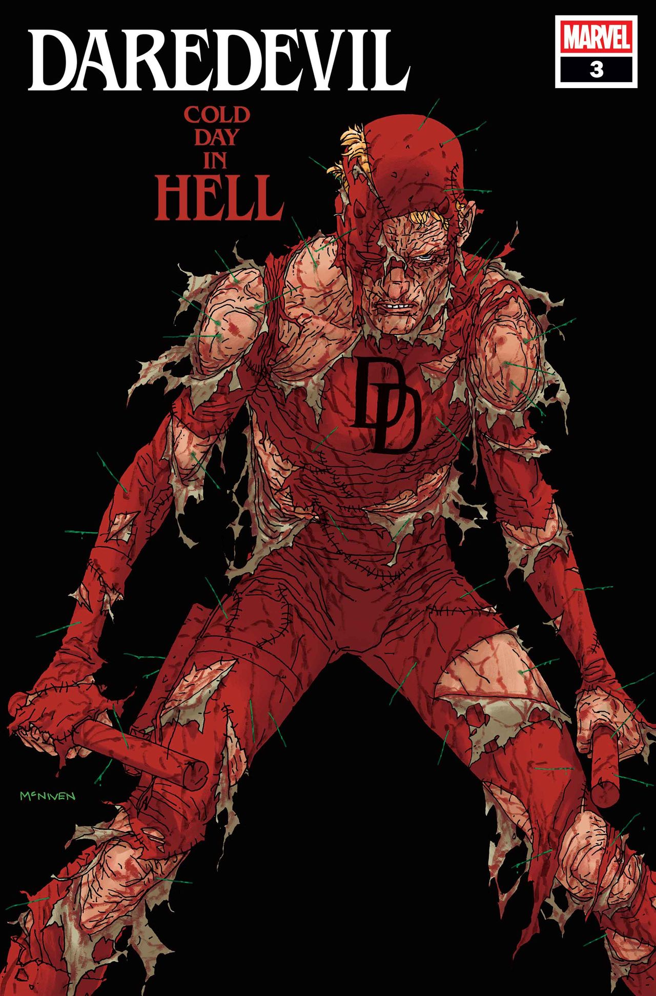 Steve McNiven's main cover for Daredevil: Cold Day in Hell #3.