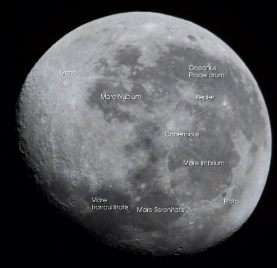 Nearly full moon photographed by space station astronauts