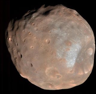 A photo of Mars' moon Phobos, taken by the High Resolution Imaging Science Experiment (HiRISE) camera on NASA's Mars Reconnaissance Orbiter.