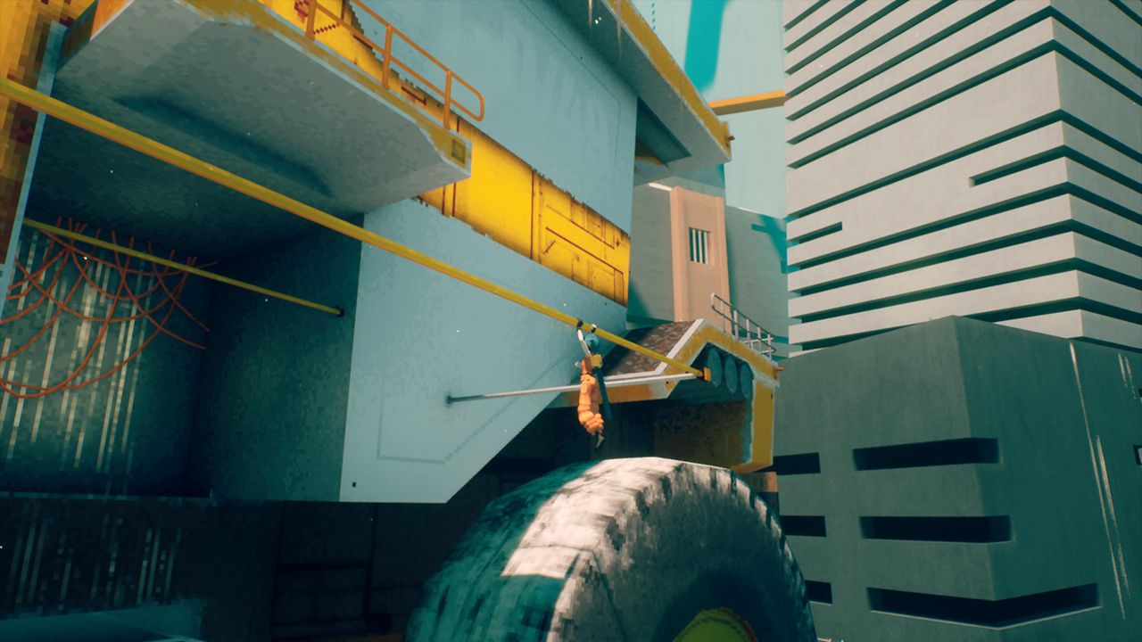 Motorslice review; screens of a Brutalist like video game