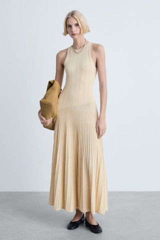 Mango Pleated Knitted Dress 