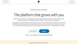 Website screenshot for PayPal