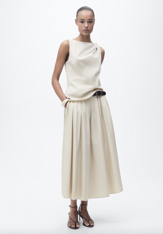 Mango Flared Skirt With Pleated Detail