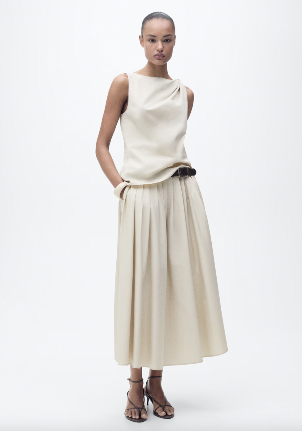 Mango Flared Skirt With Pleated Detail