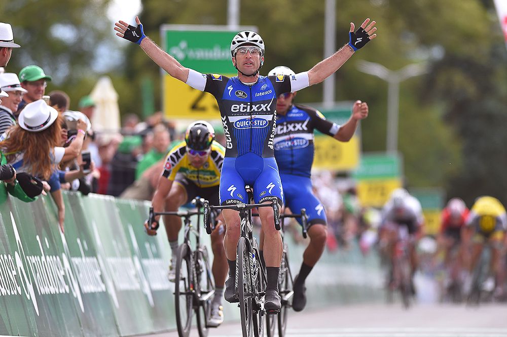Maximiliano Richeze (Etixx-QuickStep) and teammate Fernando Gaviria finish first and second during stage 4 at Tour de Suisse