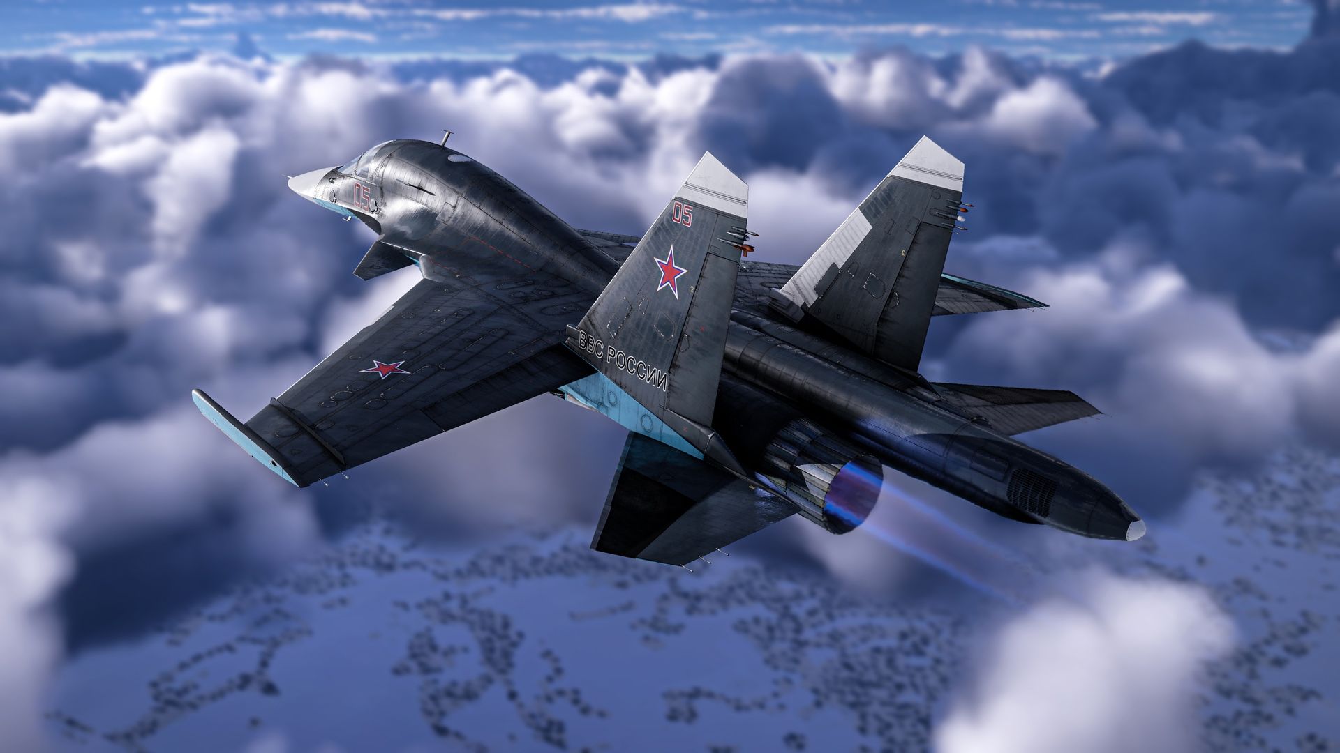 jet flying above the clouds in War Thunder