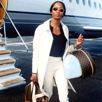 Naomi Campbell at Fashion Models Arrive At The Bourget Airport. (Photo by Bertrand Rindoff Petroff/Getty Images)