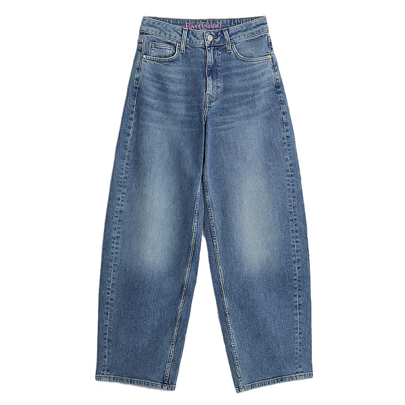 Blue barrel leg jeans, River Island