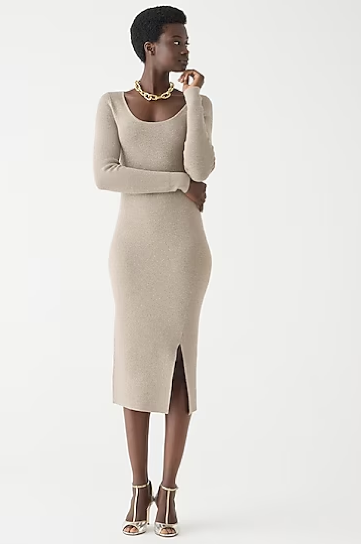 J.Crew Side-slit metallic sweater-dress