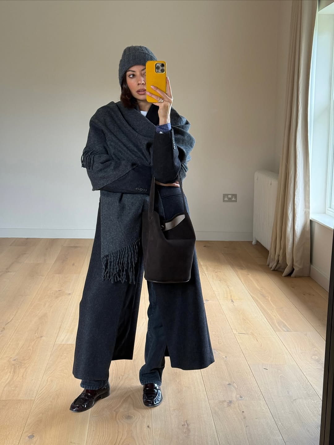 woman wearing winter scarf outfit 2025