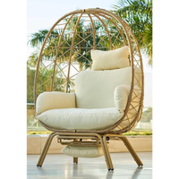 Wicker Egg Chair with Cushion & Footrest