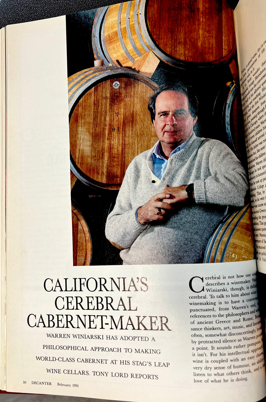 Decanter February 1991 issue - Warren Winiarski