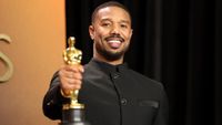 HOLLYWOOD, CALIFORNIA - MARCH 15: Michael B. Jordan, winner of the Best Actor in a Leading Role Award for &ldquo;Sinners&rdquo;, poses in the press room during the 98th Oscars at Dolby Theatre on March 15, 2026 in Hollywood, California. (Photo by Frazer Harrison/Getty Images)