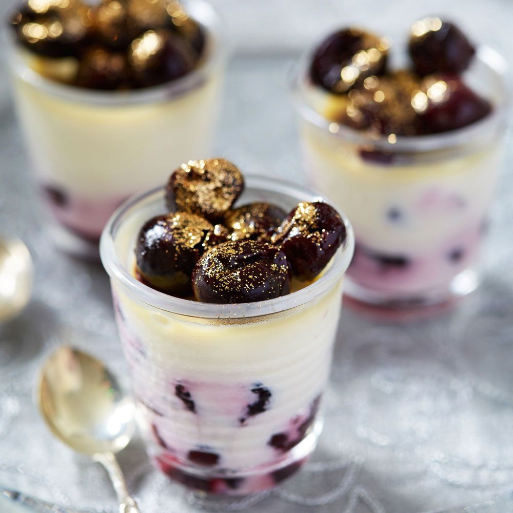 You won't be able to resist this rich and creamy but light cherry panna cotta