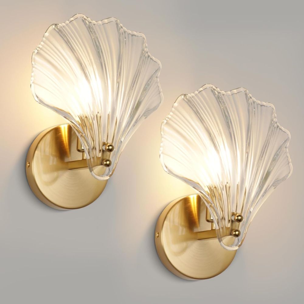 2 Pack Gold Glass Wall Sconces