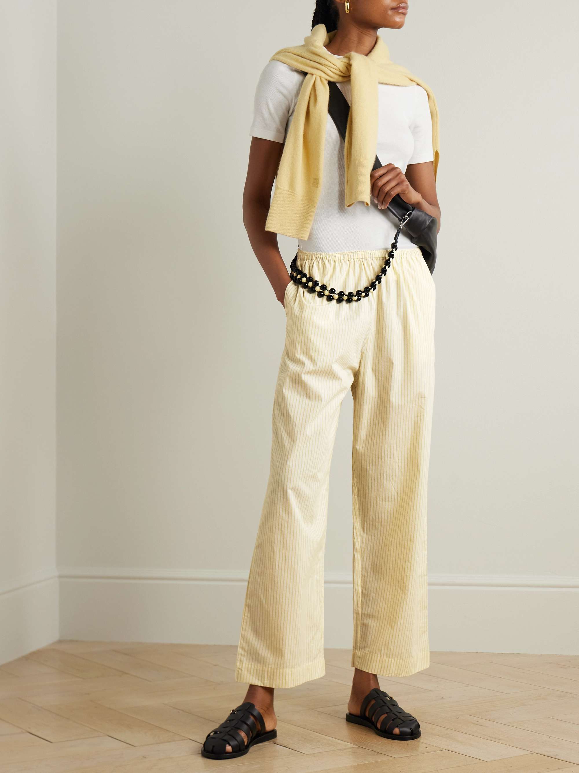 Ease Striped Organic Cotton-Poplin Pajama Pants