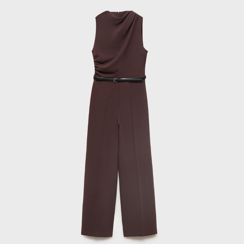 chocolate brown jumpsuit from Mango