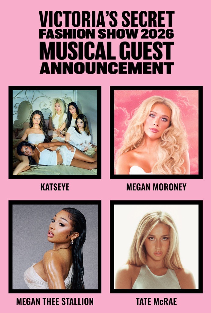 collage of the musical guests for the 2026 Victoria's Secret Fashion Show