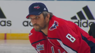 Alex Ovechkin getting ready for the hardest shot competition in 2018.