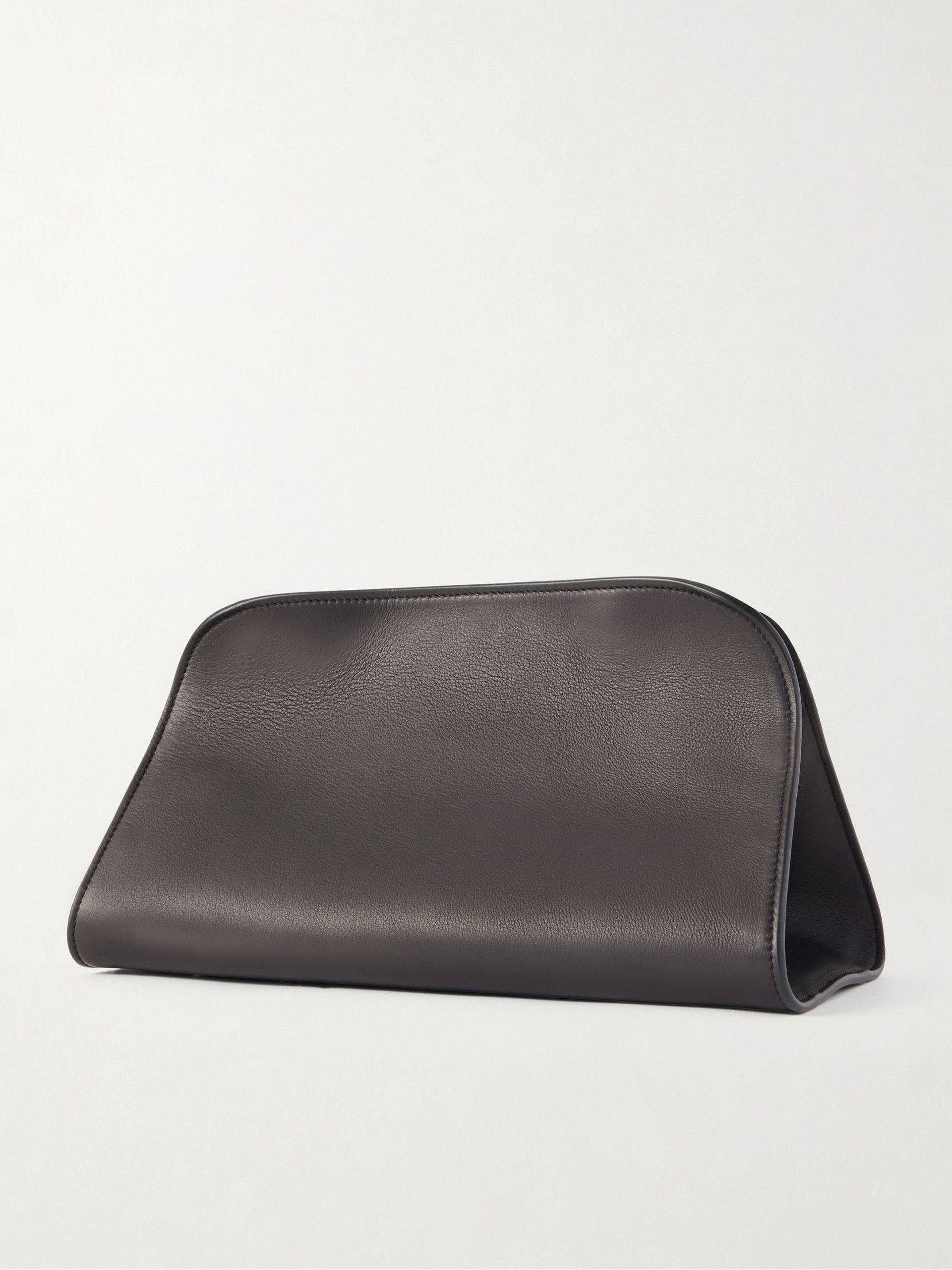 The Row, Peggy Leather Clutch in Black