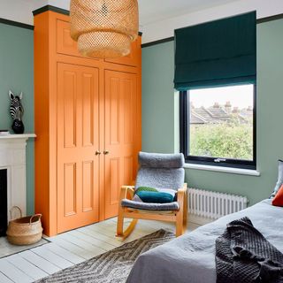 wardrobe with furniture paint and green wall